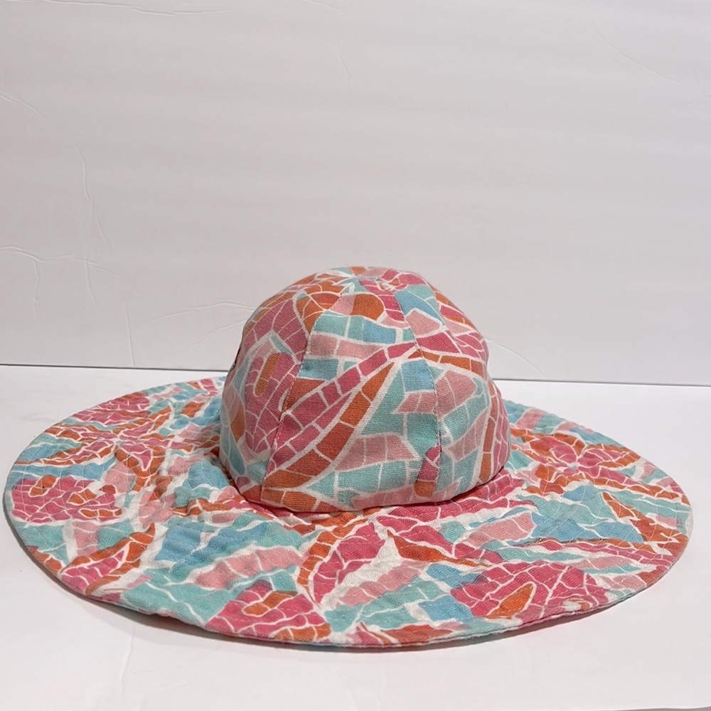 Barbara Gerwit Multicolor 100% Canvas Cotton Extra Wide Brim Sun Hat